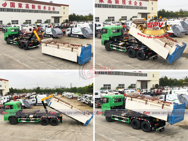20 CBM Hook Loader Garbage Truck Dongfeng -Testing with 20 Tons Container